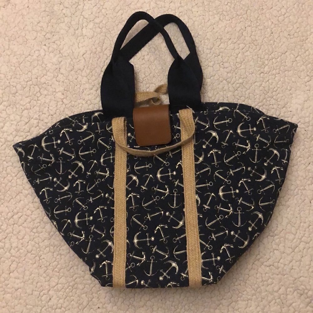 NEW Nautical Anchor Canvas Beach/Travel Tote Bag - Picture 5 of 8